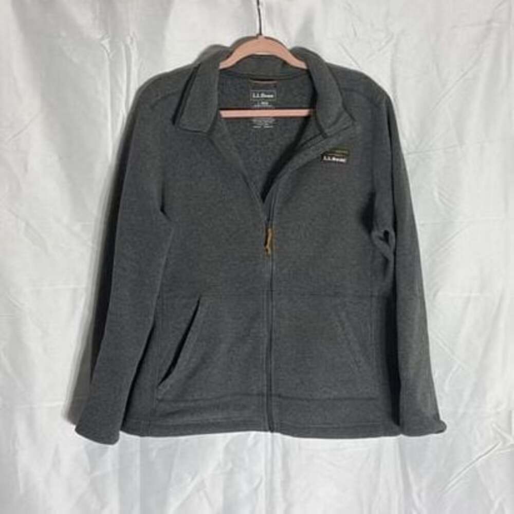L.L.Bean Men's Gray Full-Zip Fleece Jacket, Size Large